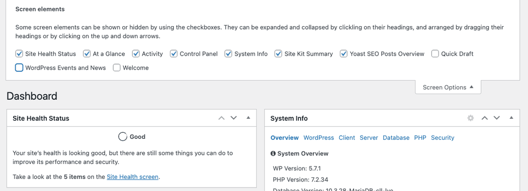 Organize WordPress Dashboard