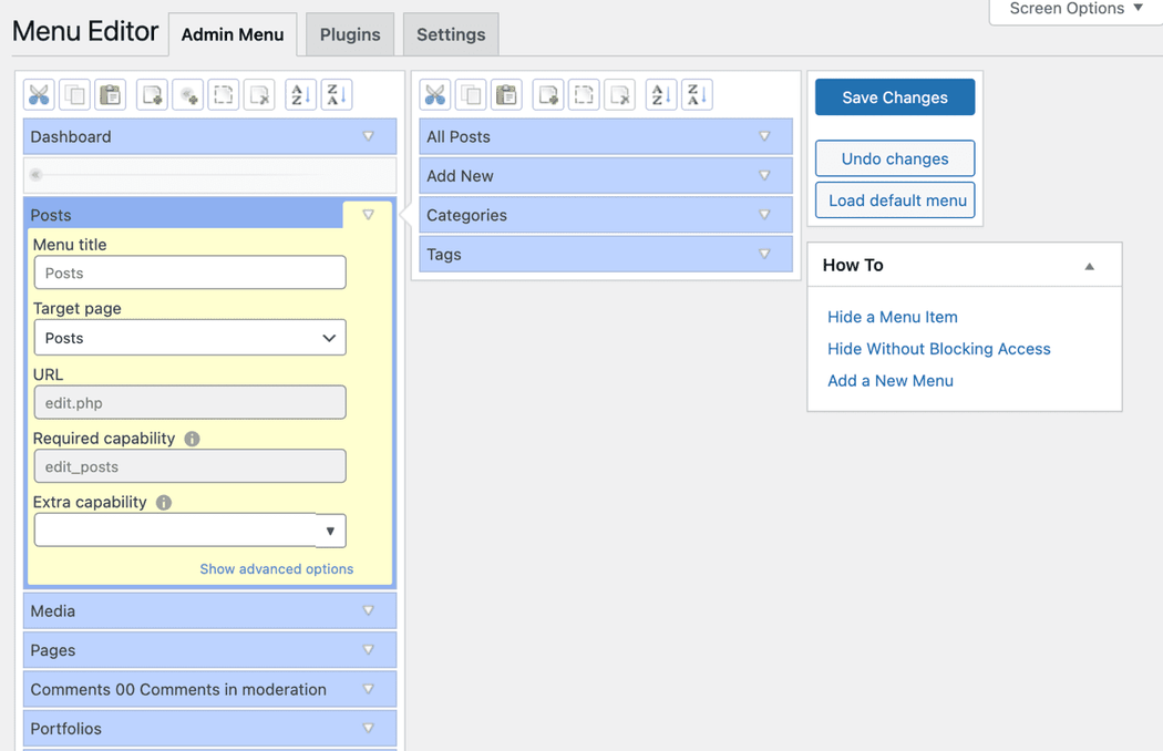 Organize WordPress Admin