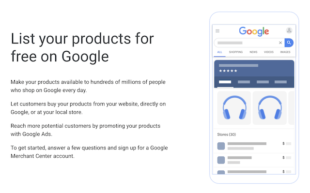 list your products for free on google