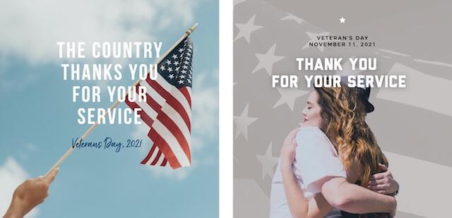Veterans Day images created in GoDaddy Studio
