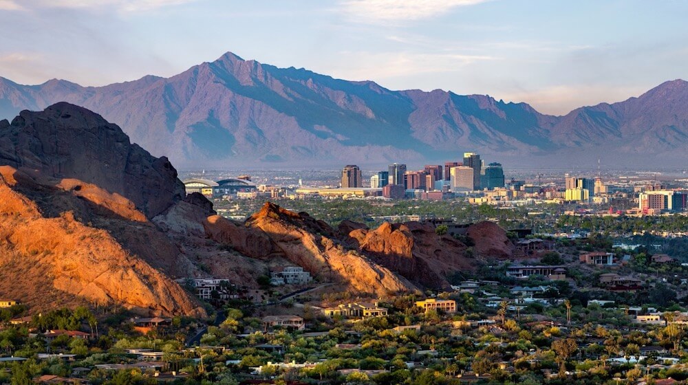 View of Phoenix with mountains