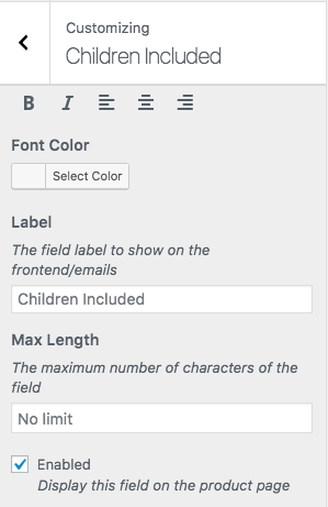 Custom Field Settings (by type)