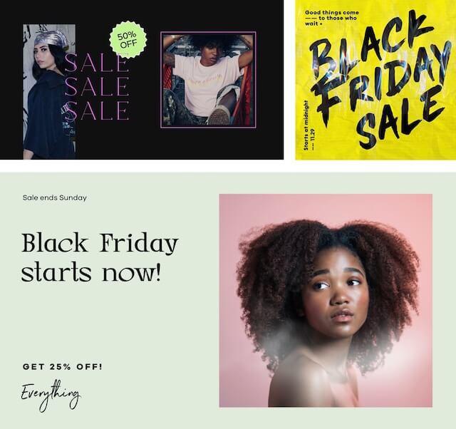 Black Friday promos made in GoDaddy Studio