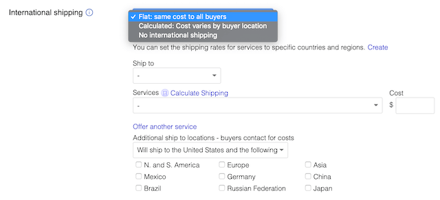 Flat cost shipping example on Ebay