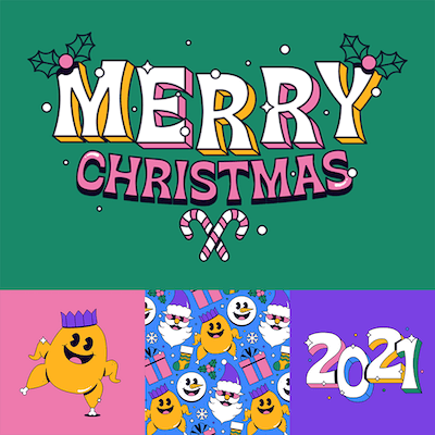 Christmas illustrations by Mat Voyce for GoDaddy Studio