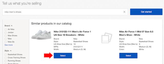 Tell us what you're selling form on Ebay with shoes