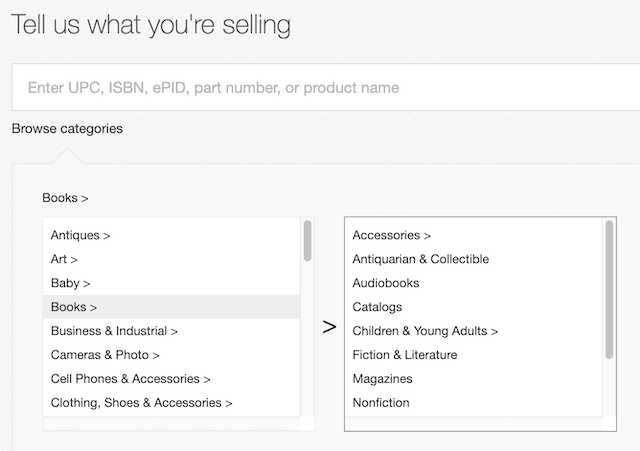 Tell us what you're selling form on Ebay with books