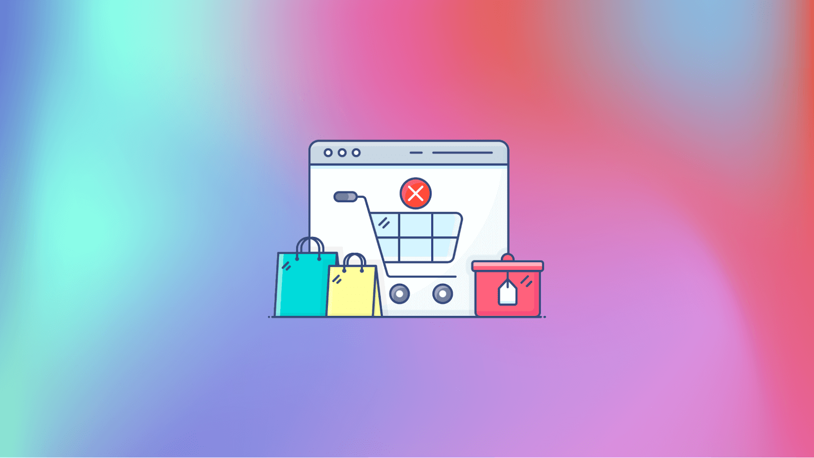 Illustrated ecommerce shopping cart and shopping bags