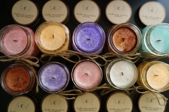 Birds eye view of assorted candles-2