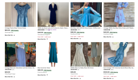 vintage blue dresses on etsy