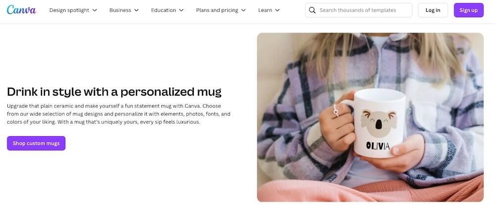 Canva print on demand page screenshot