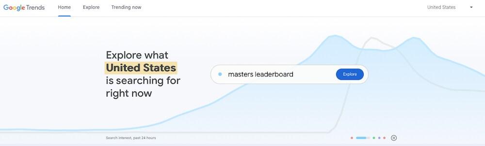 screenshot of Google Trends page where you can search for print on demand trending ideas