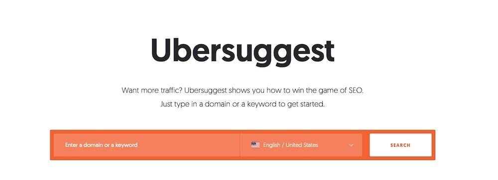 screenshot of Ubersuggest print on demand search box