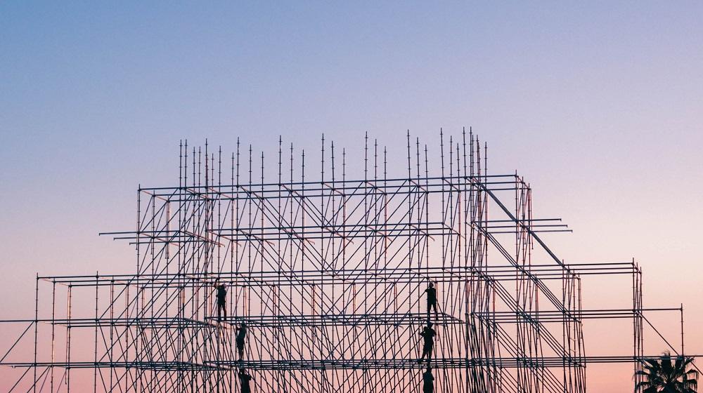 Framework for a building being constructed