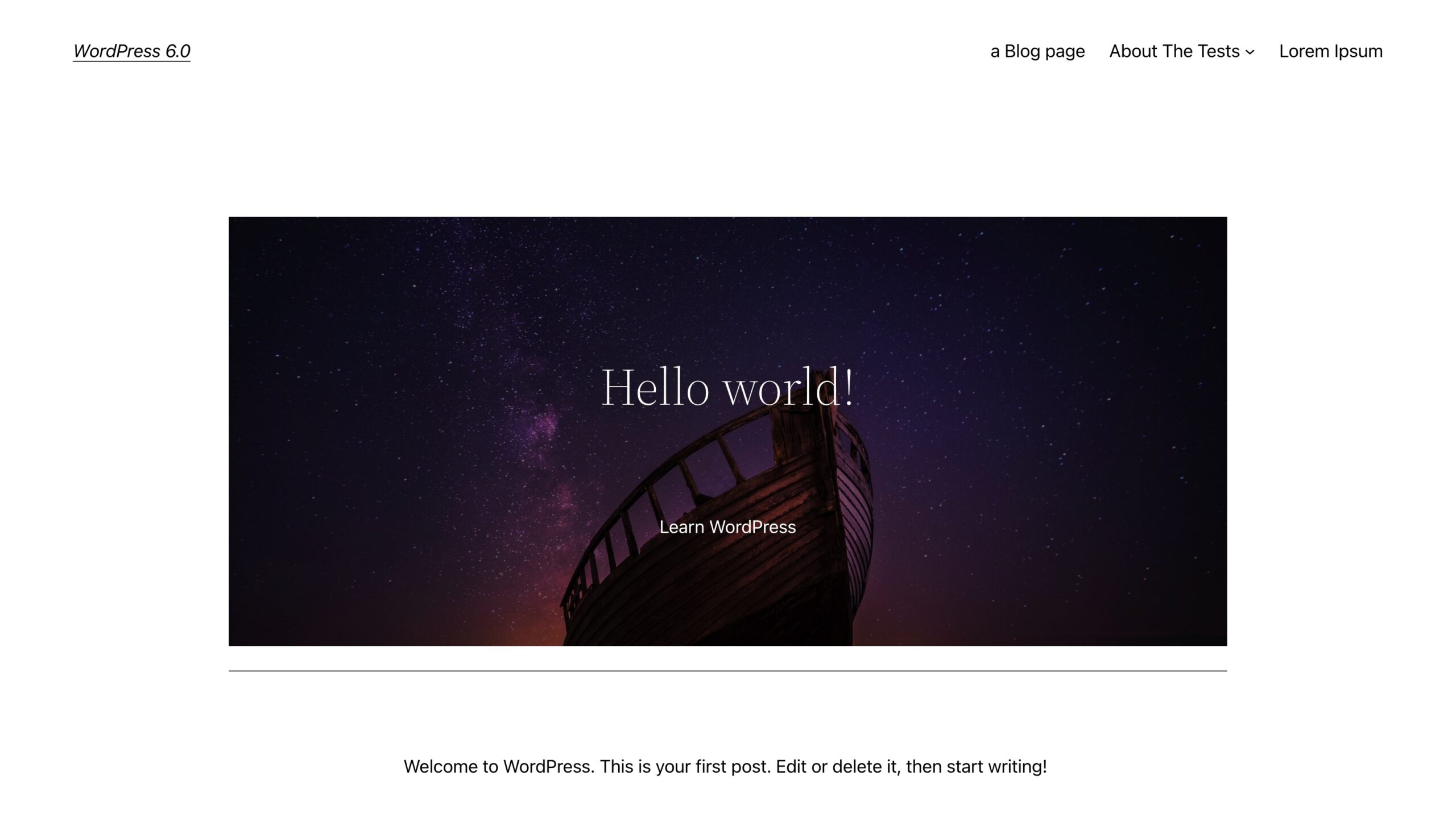 Cover block with text over featured image