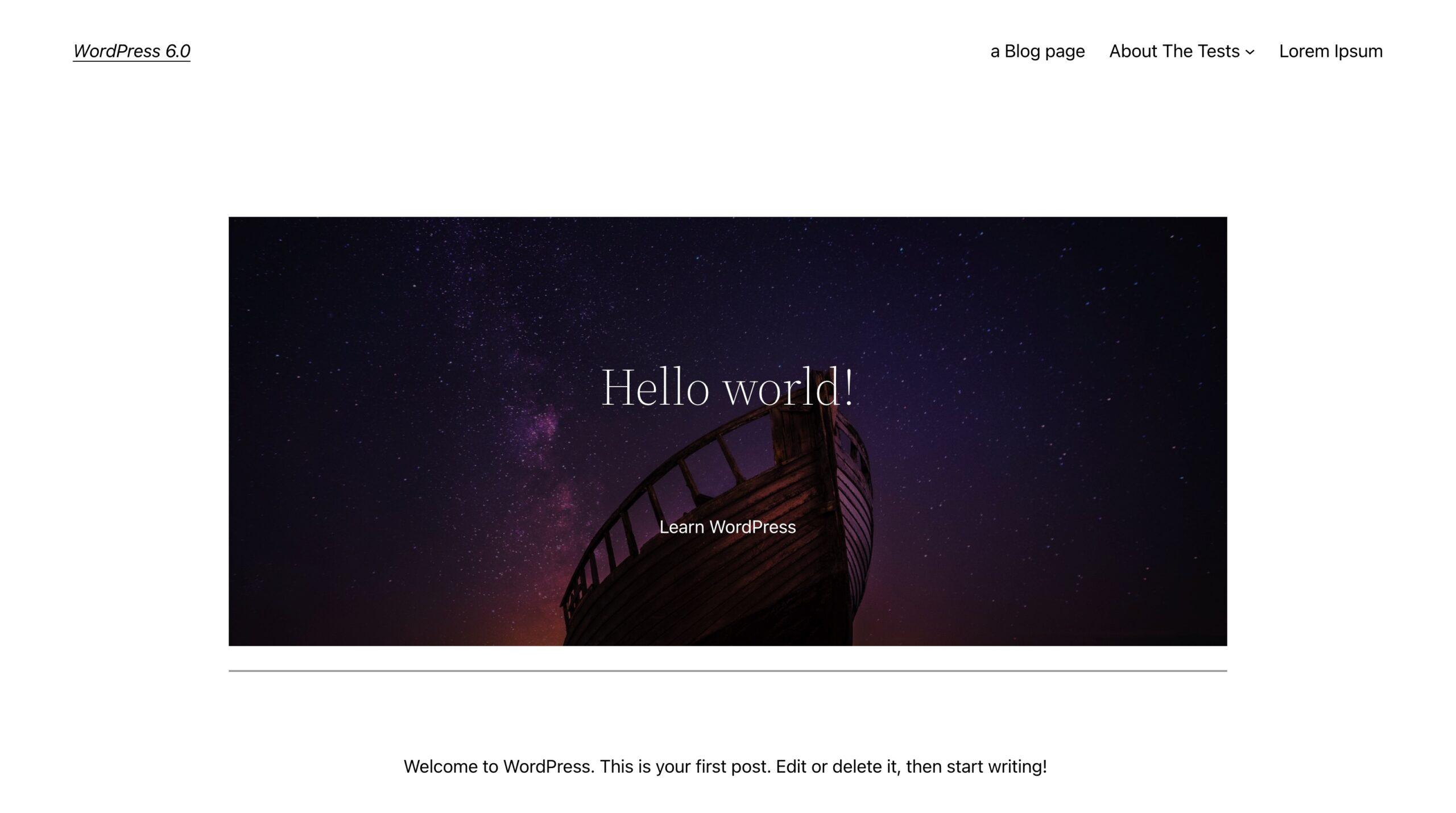 Cover block with text over featured image