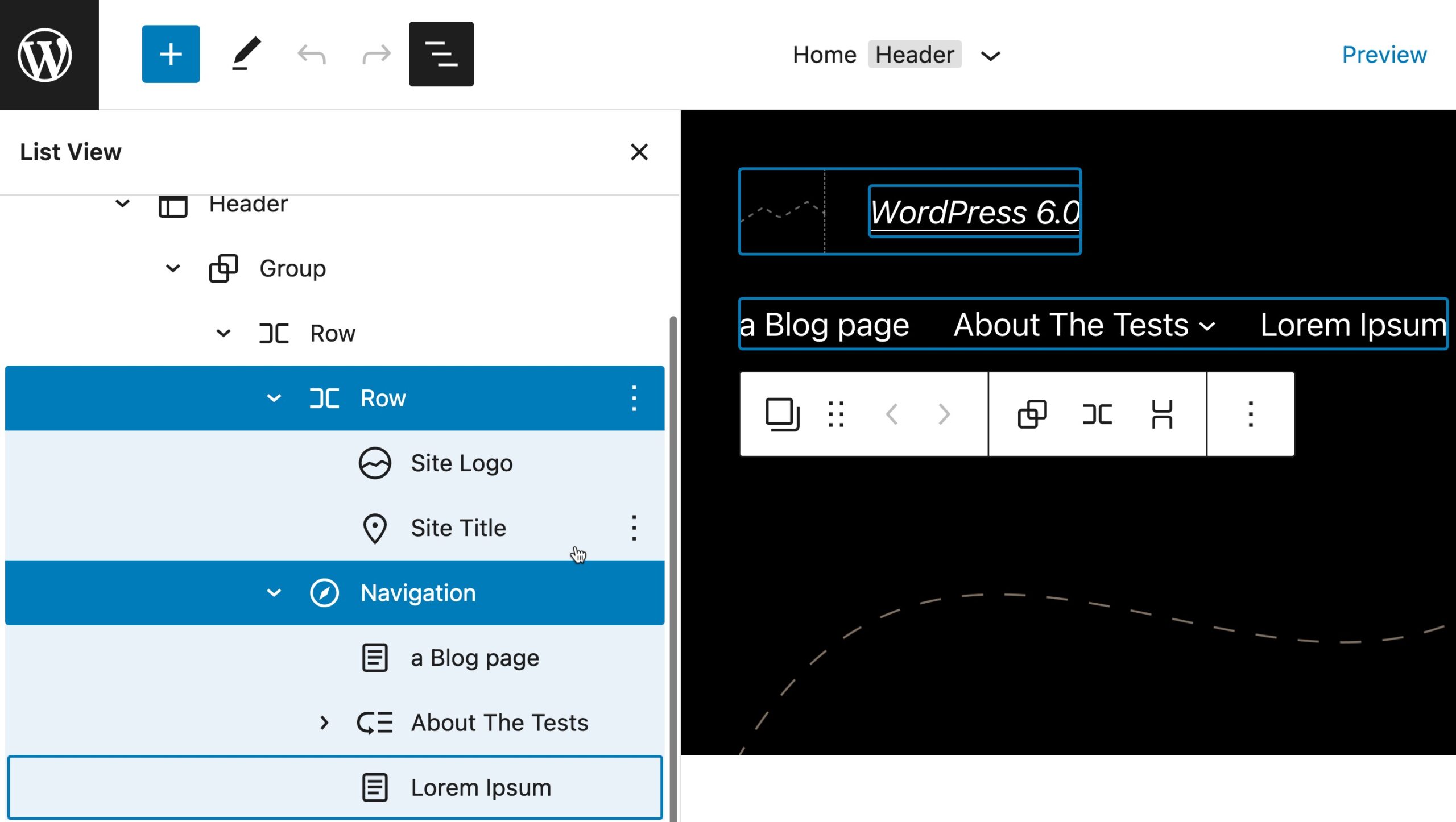 list view shows multiple blocks selected