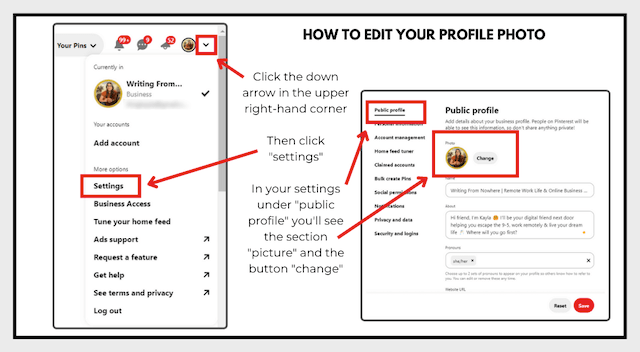 Example of how to edit your profile photo