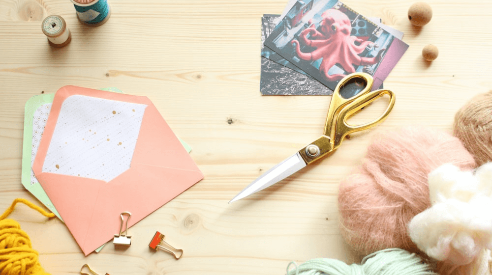 crafting supplies on a desk