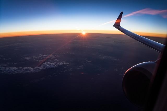 Sunset from a commercial airline window