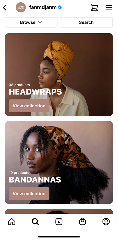 Fanm Djanm Instagram Shop categories
