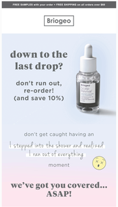 Briogeo replenishment email