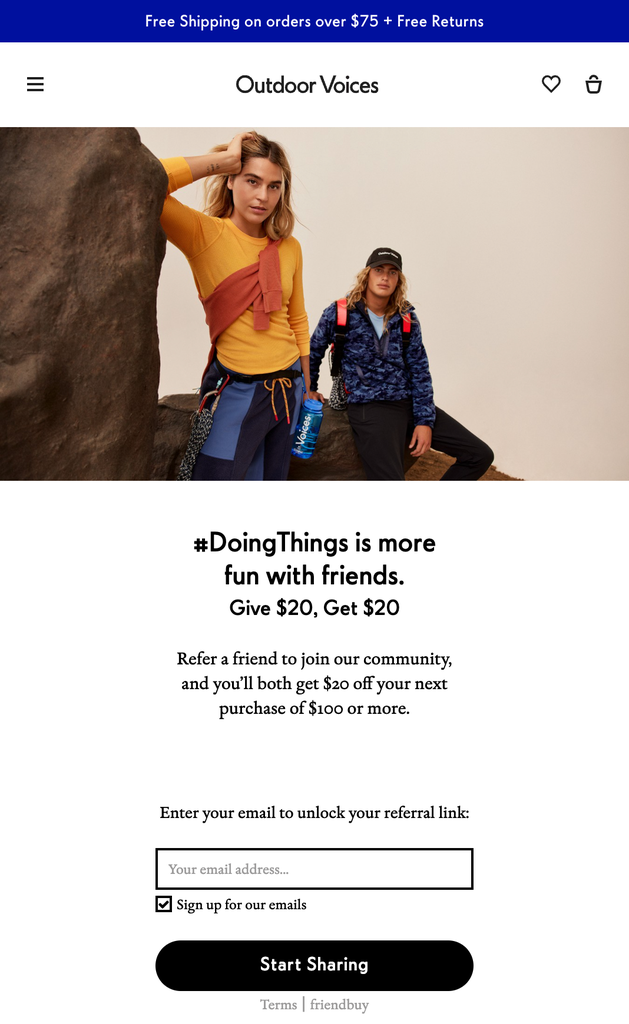 Outdoor Voices referral program