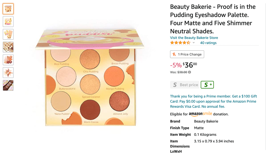 Beauty Bakerie product listing on Amazon