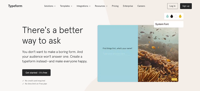 Typeform homepage.