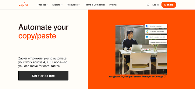 Zapier homepage.