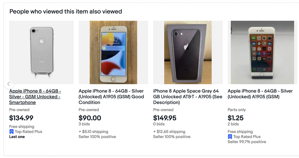 eBay related products section