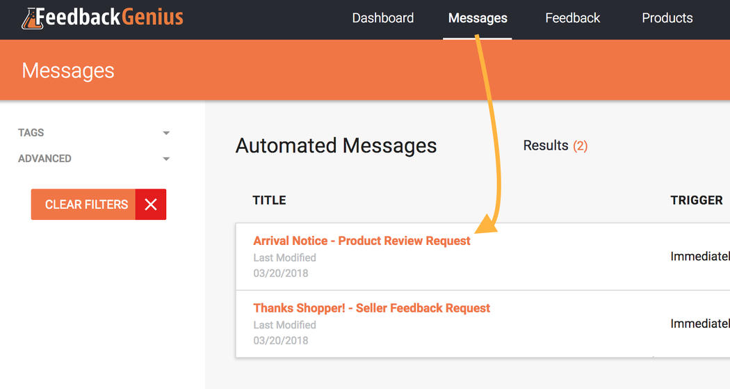 Feedback Genius dashboard