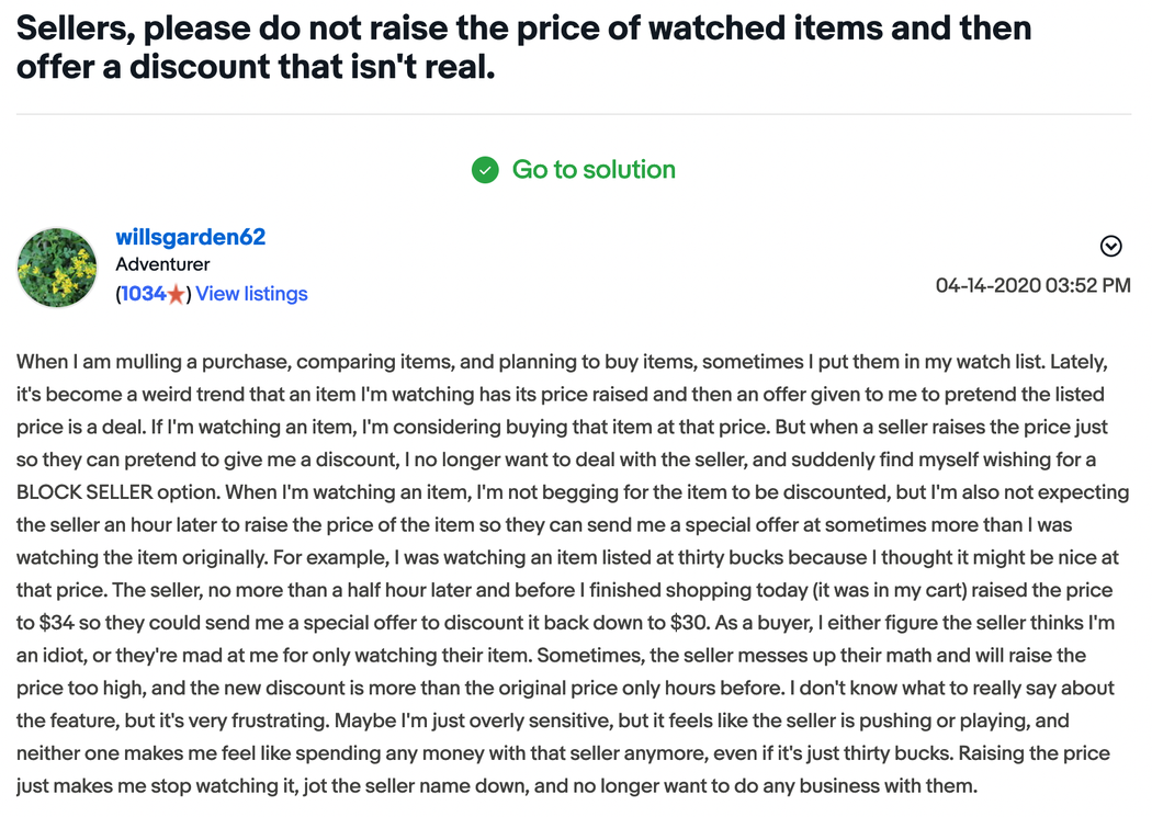 eBay watchers feedback