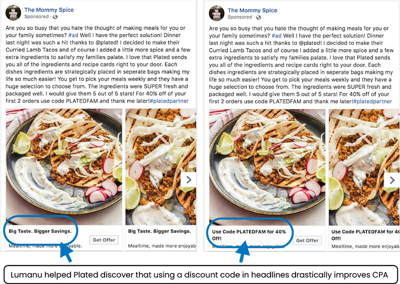 Influencer Facebook advertisement