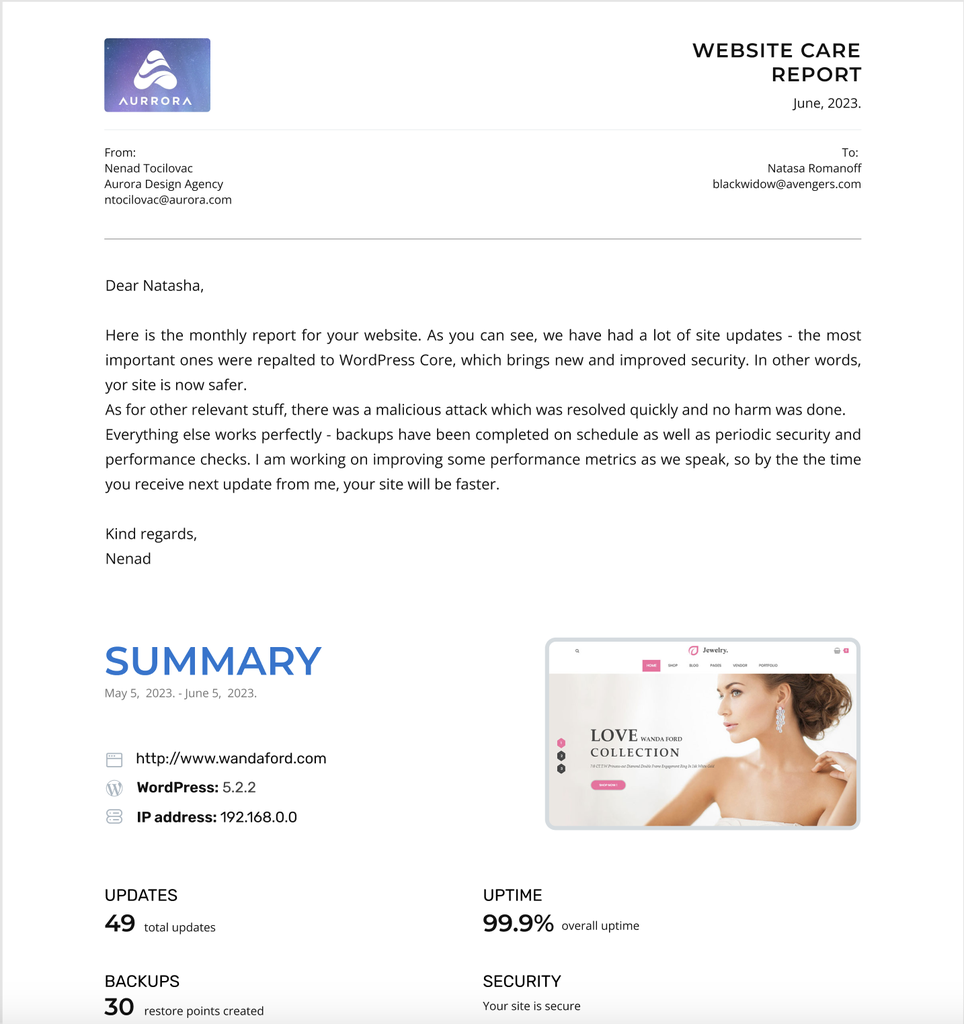 client report template