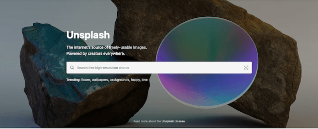 Unsplash search bar