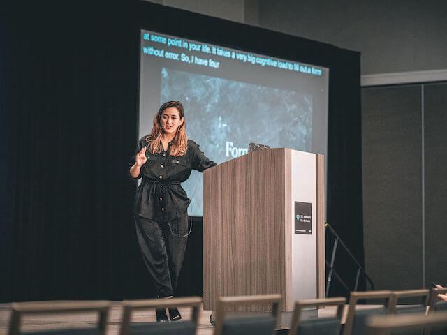 Sara Cannon giving speech on Designing for Accessibility-2