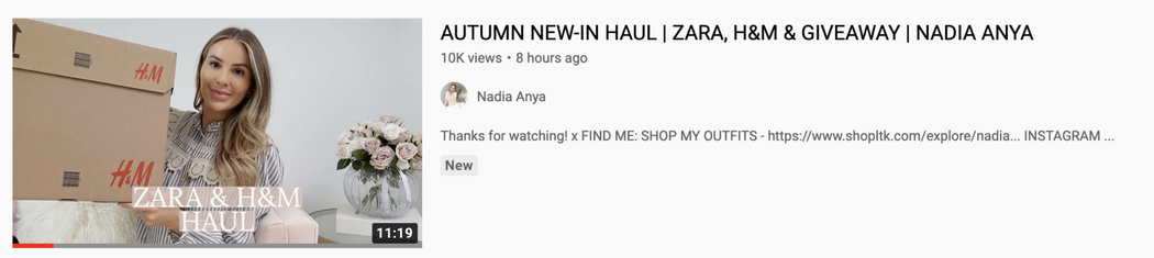 Giveaway with influencer Nadia Anya on YouTube