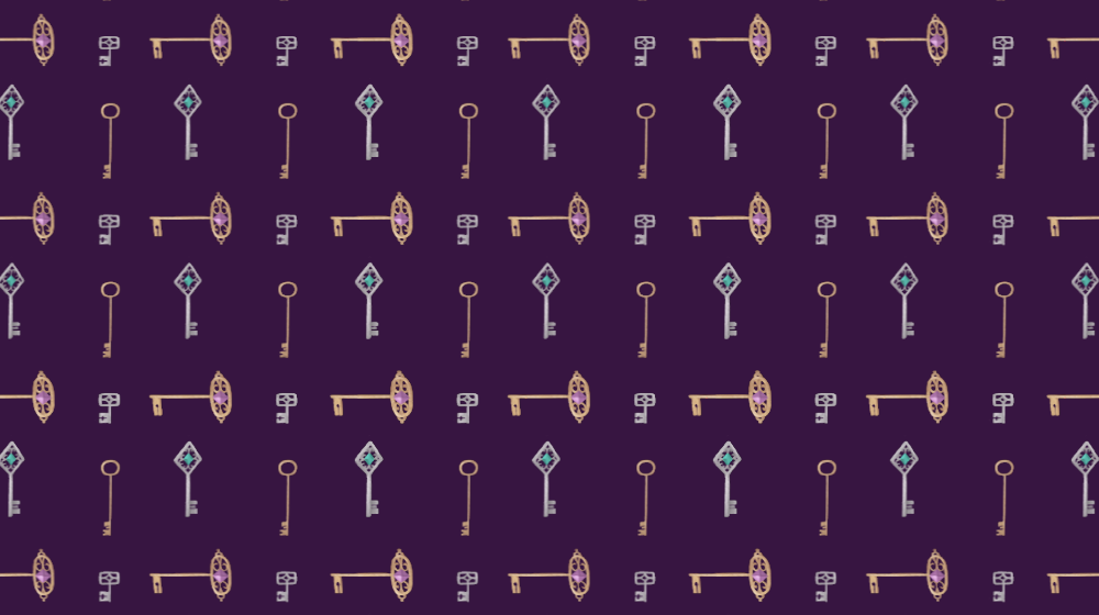 Repeating key graphics on dark background