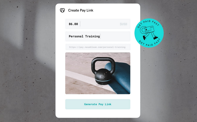 setting up pay link for personal training