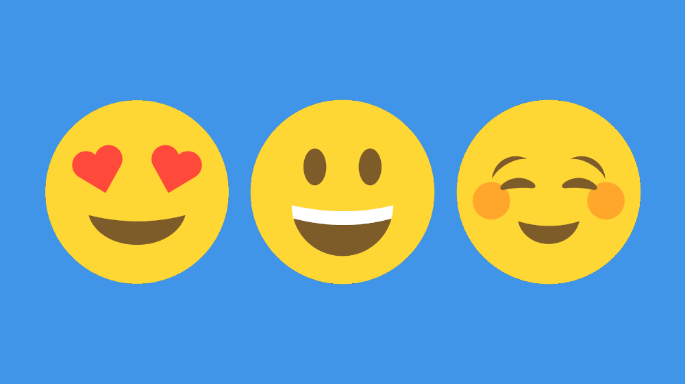 smile emojis on blue background