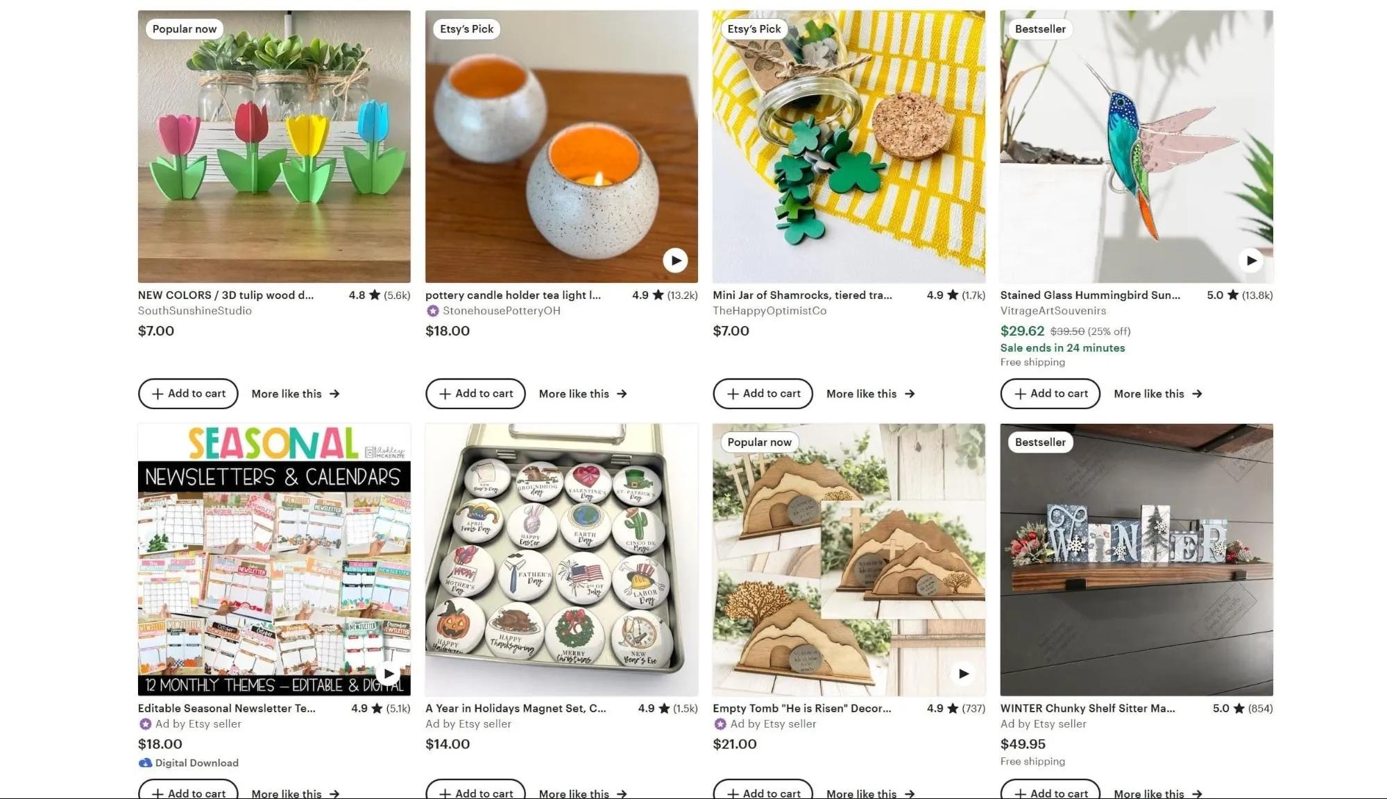 Best Things to Sell on Etsy Seasonal Decor Search Results