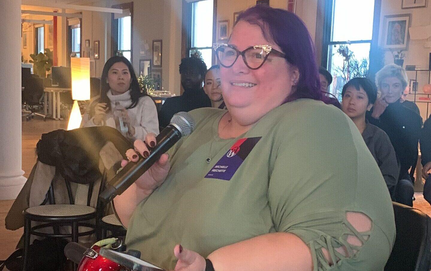 Michelle Frechette asks a question during State of the Word 2022