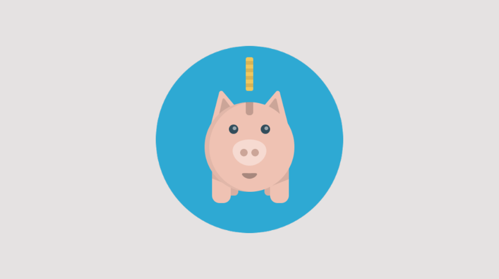 illustration of a piggy bank on light pink background