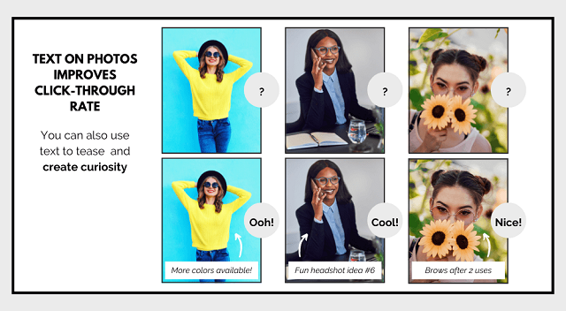 Examples of text on photos for Pinterest images