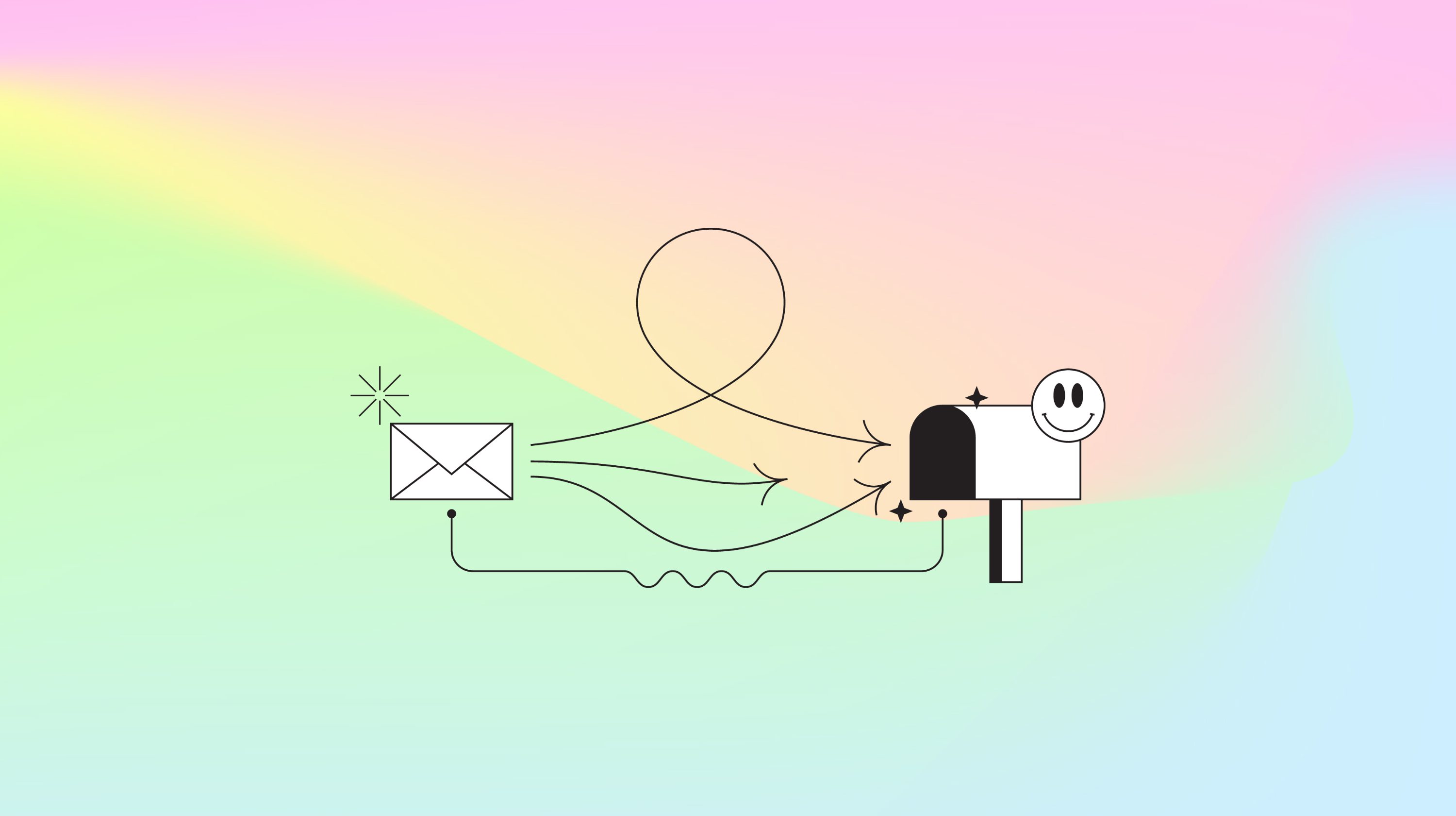 Graphic of drip campaign process with mailbox