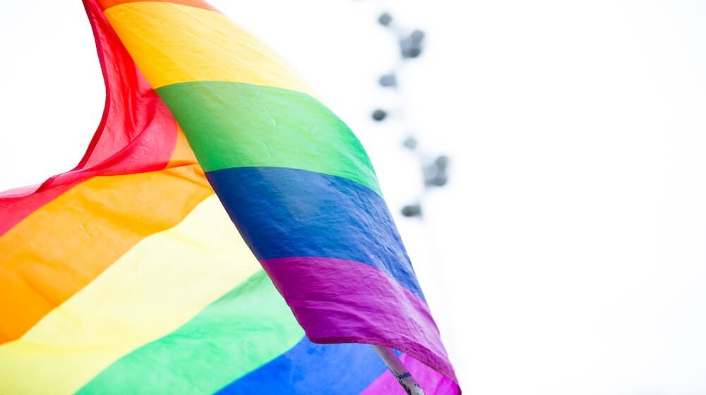 Pride flag waving against a white background(1)