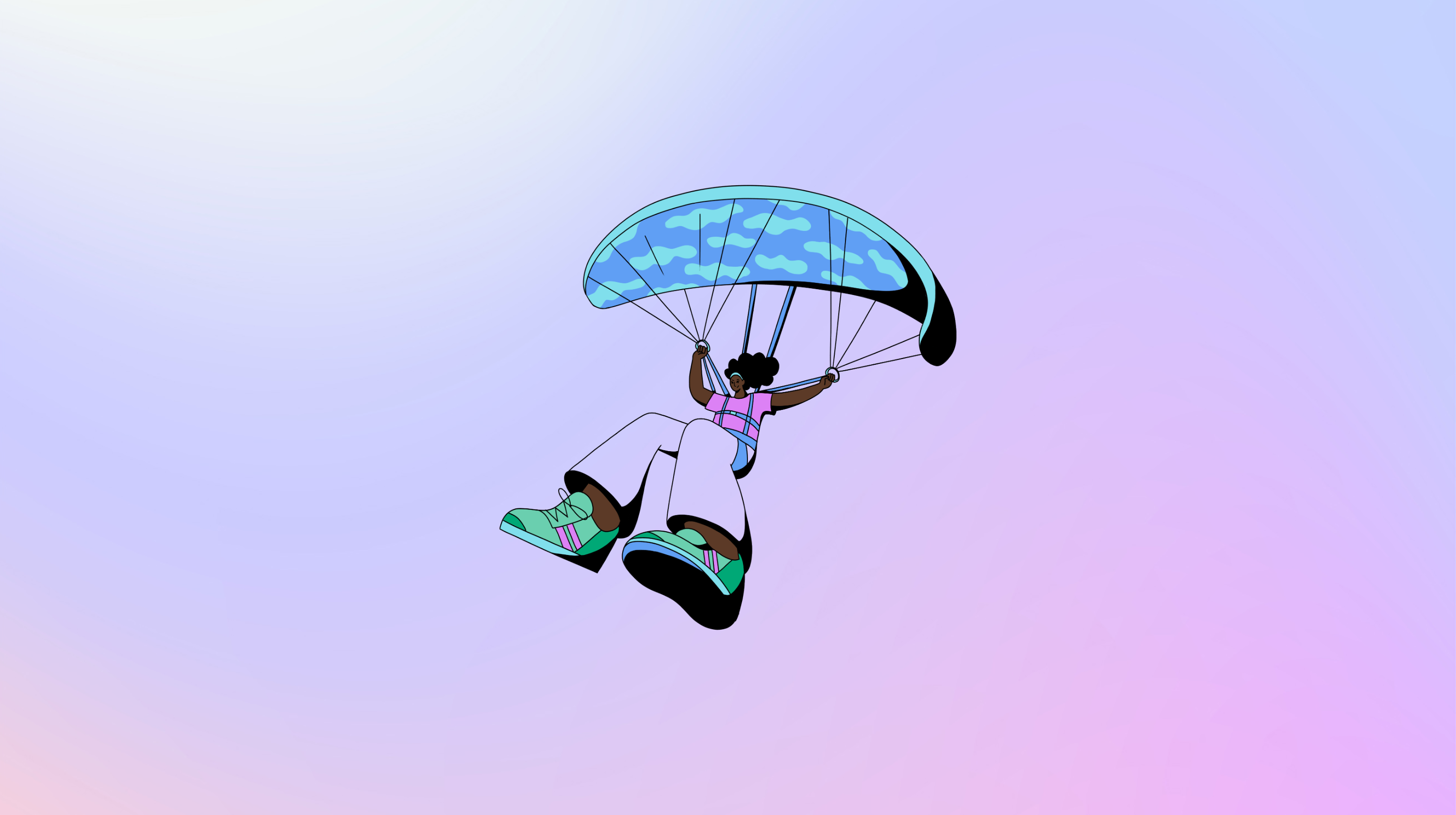 Illustration of a person parachuting in the air