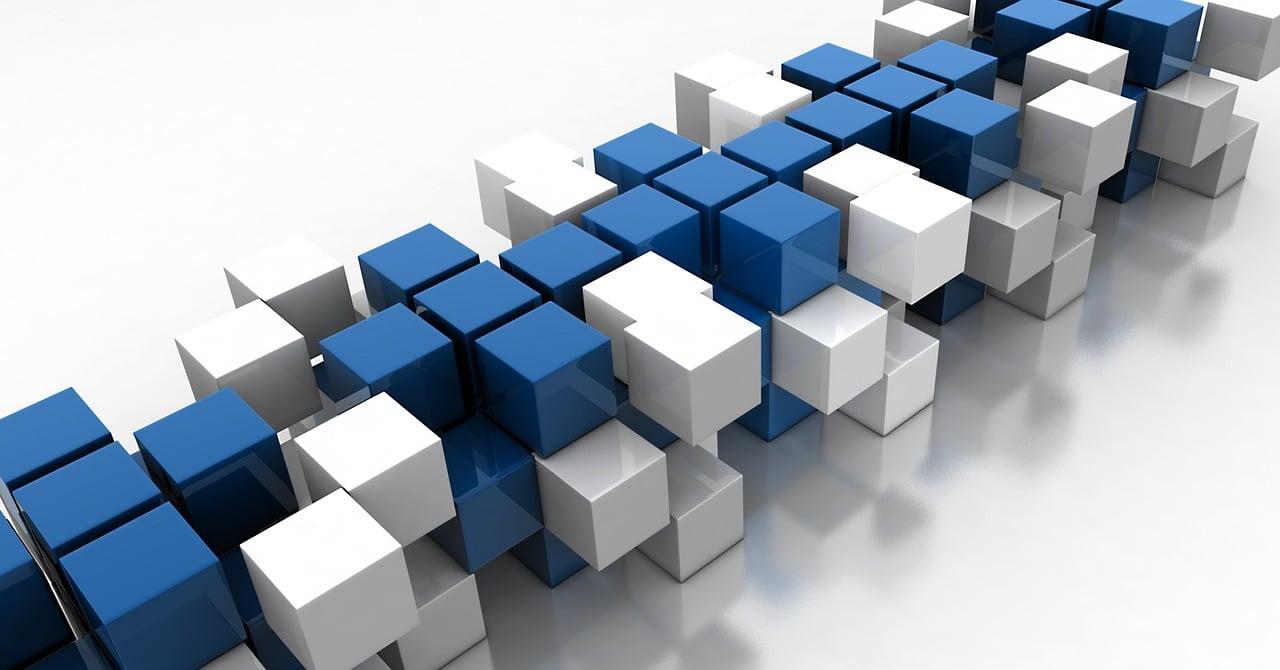 blue and- white plastic cubes symbol for business structure