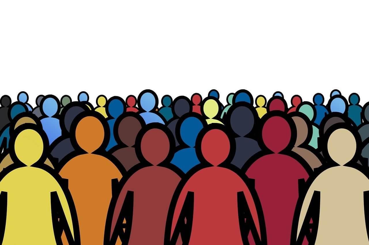 Figures of humans standing in a crowd(1)